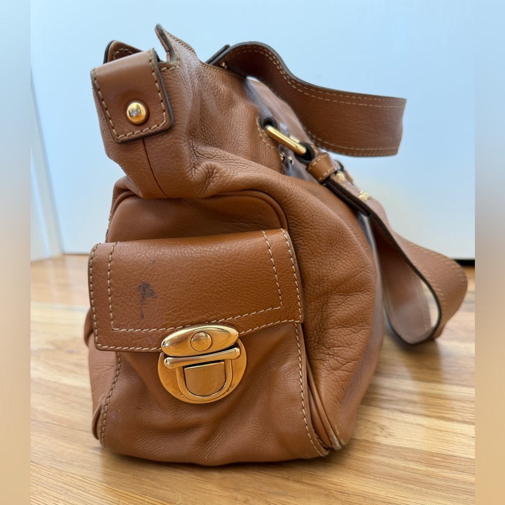 Marc Jacob Large Brown Leather Handbag Satchel Purse - Picture 7 of 11